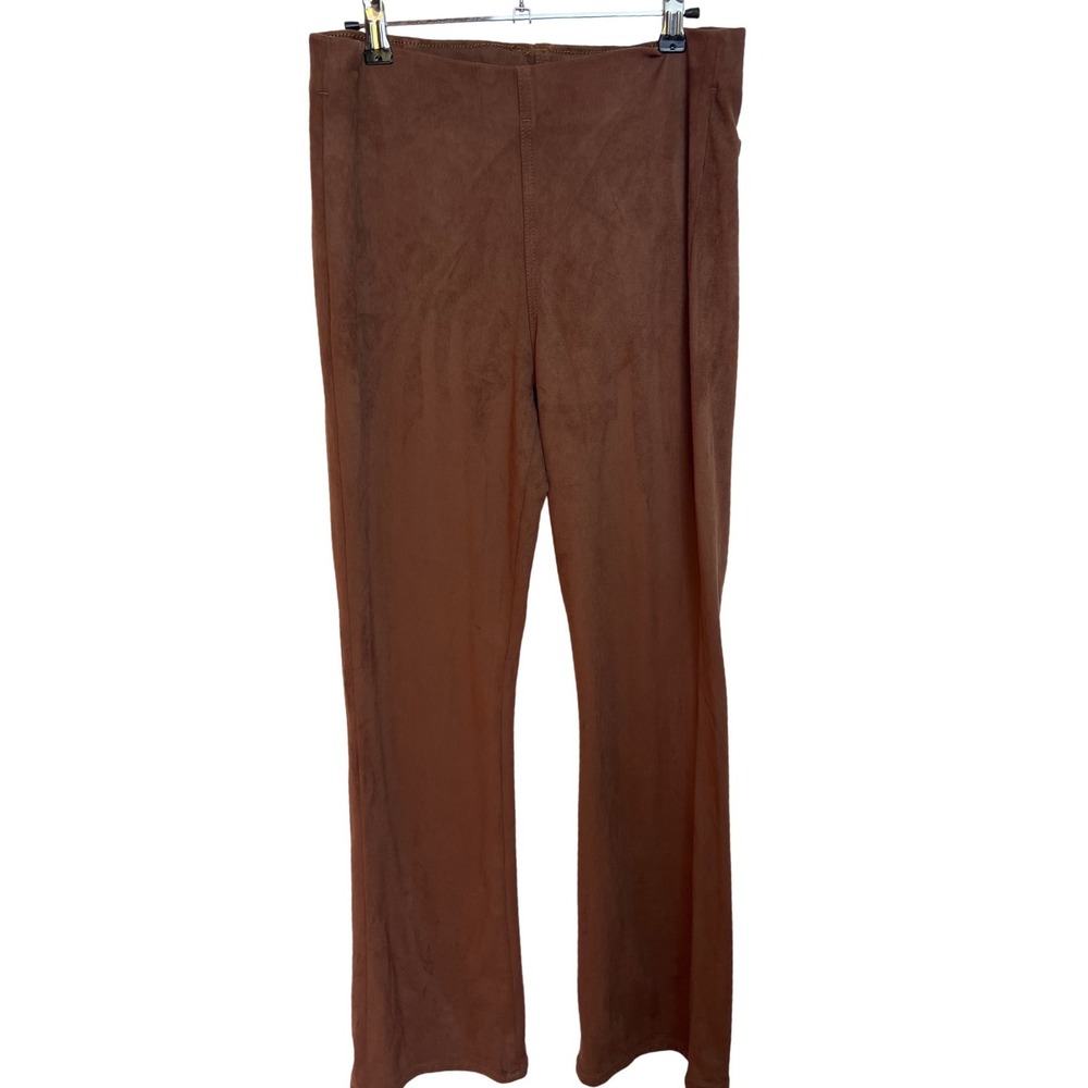 American Eagle Womens Cocoa Brown Faux Suede Flare Leggings High Rise M Chic NEW